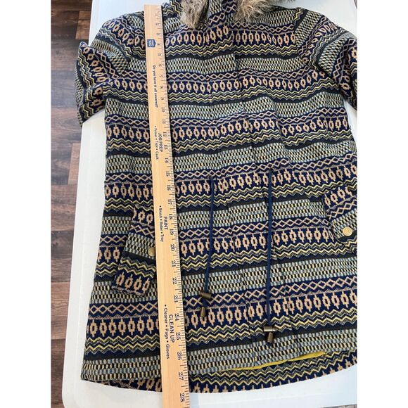 Mossimo Supply Co. Geometric Aztec Print Jacket Faux Fur Hood Women's M - Picture 9 of 11